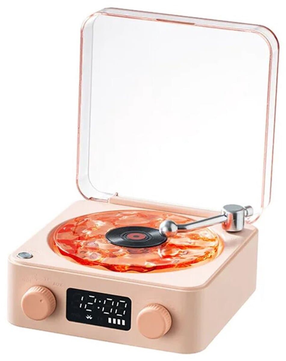 Retro platenspeler, kleine draadloze luidspreker van hoge kwaliteit, draagbare subwoofer — afbeelding 1