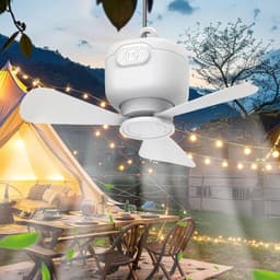 Draadloze Hangende Ventilator - Plafond Ventilator - Buitenkoeling Binnen - Met LED Verlichting - 8000 mAh Batterij - Wit — thumbnail 4