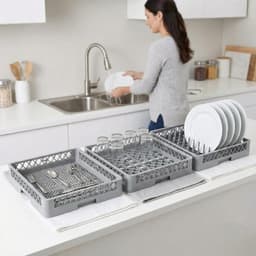 Afwasmand - Vaatwasser mand - Professioneel afwassen - 64 stabiliserende vingers - 50 x 50 cm - Grijs — thumbnail 5