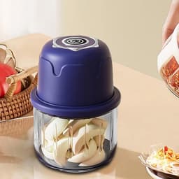 Elektrische Hakker - Keukenapparaat - Ingrediënten Snijden - Draadloos USB Opladen - 350 ml - Blauw — thumbnail 5
