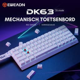 EWEADN Mechanisch Gaming Toetsenbord 60% Draadloos - RGB Verlichting - Rode Switches - Compact Mini Keyboard - Wit — thumbnail 4