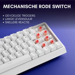 EWEADN Mechanisch Gaming Toetsenbord 60% Draadloos - RGB Verlichting - Rode Switches - Compact Mini Keyboard - Wit — thumbnail 3