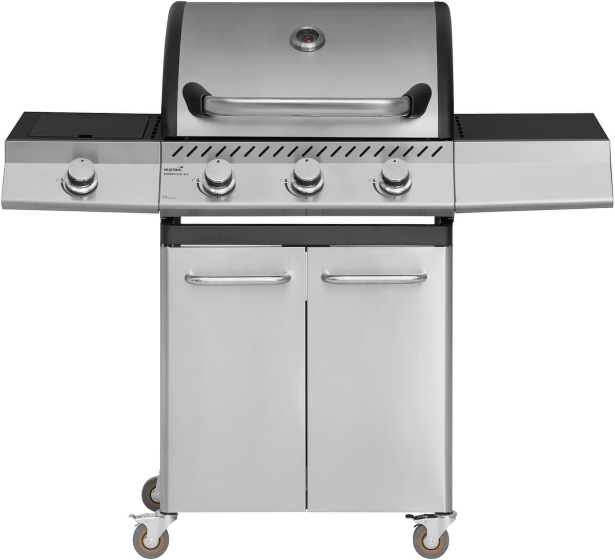 Mustang Gasbarbecue Knoxville 3+1 RVS – met 3 Branders en Zijbrander – 12,8 kW | Gietijzeren Grillrooster — afbeelding 1