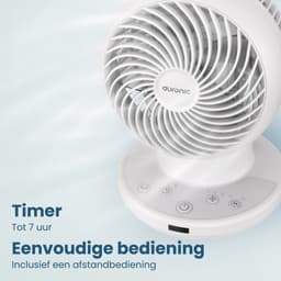 Auronic Tafelventilator - Kleine Ventilator - Met Afstandsbediening en Timer - Automatische Oscillatie 85° - 9 Meter Luchtstroom - Wit — thumbnail 3