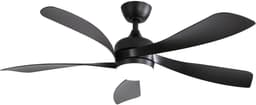 Plafondventilator Met Lamp - Stille ventilator - 5 ABS Bladen - Ø 52 inch - Dimbare lamp met 3 lichtstanden - 6 standen voor de windkracht - Met Afstandsbediening - LED's Light - Zwart — thumbnail 1
