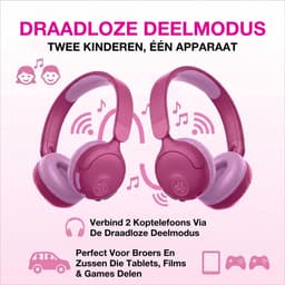 JLab JBuddies Draadloze Kinderkoptelefoon - Hoofdtelefoon Kinderen Draadloos & Bedraad (2-in-1) - 85 dB Veilig Volumebegrenzer - 50+ uur - Met Microfoon - Bluetooth - Vanaf 2 jaar – Koptelefoon Kinderen - Roze — thumbnail 5