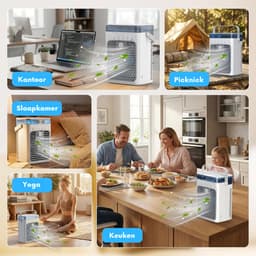 SNJY® Mobiele Airco Zonder Afvoer - Mobiele Airco voor Slaapkamer - Luchtkoeler - Aircooler - 2 Bevochtigingsniveaus - 3 Windsnelheden - 1L - Wit/Grijs — thumbnail 3