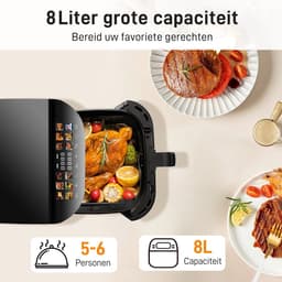 Digitale Airfryer XXL 8L Sinaopus 8005A -1800W Heteluchtfriteuse - Kleurendisplay - 12 Voorgeprogrammeerde Functies - Slimme Tijd & Temperatuurregeling - Capaciteit voor 5 Personen — thumbnail 3