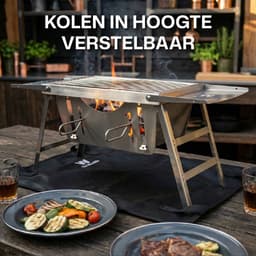 Camping BBQ gas en houtskool (2in1) kleine opvouwbare en draagbare mini barbecue - tafel BBQ / tafelbarbecue - gasbarbecue tafelmodel — thumbnail 5