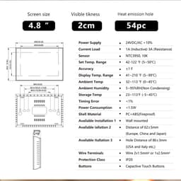 Slimme Thermostaat - Warmtepomp Bediening - Energie Besparen - App & Spraakbediening - LCD Kleurenscherm - Zwart — thumbnail 3