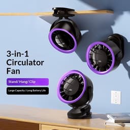 KZQ Universele Hogesnelheids Clipventilator Met Digitaal Display - 100 Windsnelheden 15cm Clip Herlaadbare Turbine Ventilator - Type C Geschikt Voor Boekenplank Thuis Reis En Buiten - Grijs — thumbnail 4