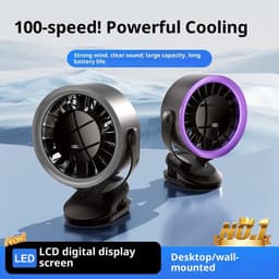 KZQ 360 Graden Draaibare Veiligheidsventilator Met Usb Opladen En Verstelbare Clip - 100 Windsnelheden Van Sterk Abs Materiaal - Voor Thuis Reis En Buiten - Paars — thumbnail 3