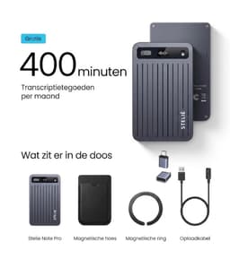 Stelie AI Voice Recorder - Digitale Opname Recorder met AI Transcriptie - 64 GB - 40 Uur Opnameduur - 161 Talen - Geluidsrecorder voor Vergaderingen en Interviews — thumbnail 5
