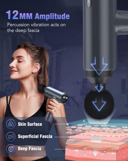 Massagepistool - Spierontspanning Apparaat - Spierherstel Bevorderen - 30 Niveaus 6 Koppen - 19x6x18 cm - Zwart — thumbnail 4