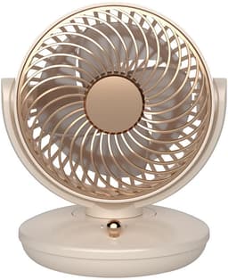 KZQ Drie Snelheden Usb Desktop Ventilator Met Ingebouwde 1800mAh Batterij - Stille Biomimetic Ventilator Met 140° Kantelhoek En Automatische Oscillatie - Draagbaar Voor Thuis Kantoor En Kamperen - Crèmewit — thumbnail 1