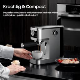 AIMASON CM1660 Halfautomatische Espressomachine - 1350W Semi-Automatische Espresso Koffiemachine - 20 Bar Ulka-pomp – Melkopschuimer – 1,3 L Watertank – RVS — thumbnail 2