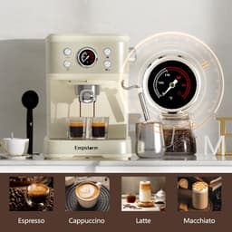 Empstorm Semi‑automatische espressomachine - 20Bar Druk - PID Temperatuurregeling Geschikt voor gemalen koffie & capsules - 1,5L Watertank -wit — thumbnail 4