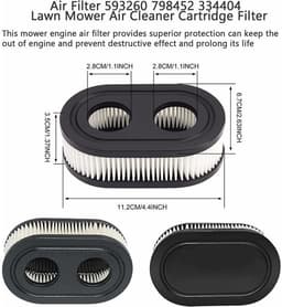 Tweedelige luchtfilterset geschikt voor grasmaaiers, 593260 798452 334404, geschikt voor motoren uit de 550E, 500EX, 550EX 625 en 575EX series. Accessoires geschikt voor grasmaaiers. — thumbnail 2