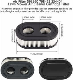 Tweedelige luchtfilterset geschikt voor grasmaaiers, 593260 798452 334404, geschikt voor motoren uit de 550E, 500EX, 550EX 625 en 575EX series. Accessoires geschikt voor grasmaaiers. — thumbnail 2