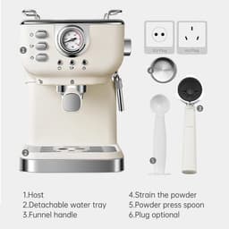 UFTA Koffiezetapparaat - Espressomachine Met Melkopschuimer - 20 Bar Hogedruk Extractie - Semi-Automatisch 1,5L 1050W - Beige — thumbnail 5