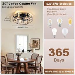 Equivera Plafonniere met Ventilator - Plafondventilator - Plafondventilator Afstandsbediening - Plafondventilator Slaapkamer - Plafond Ventilator met Verlichting - Plafondlamp - Plafonniere - Ideaal voor in uw slaapkamer! — thumbnail 2