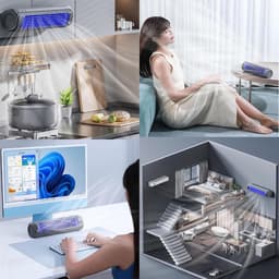 Persoonlijke Koeler - Mobiele Ventilator - Persoonlijke Koeling - Energiezuinig Ontwerp - 31 cm Hoog - Grijs — thumbnail 2