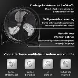 Dryconic 500mm. Professionele Ventilator met Beugel 360 Graden Draaibaar met 3 Snelheden en Ophangsysteem Voor Wandmontage — thumbnail 4