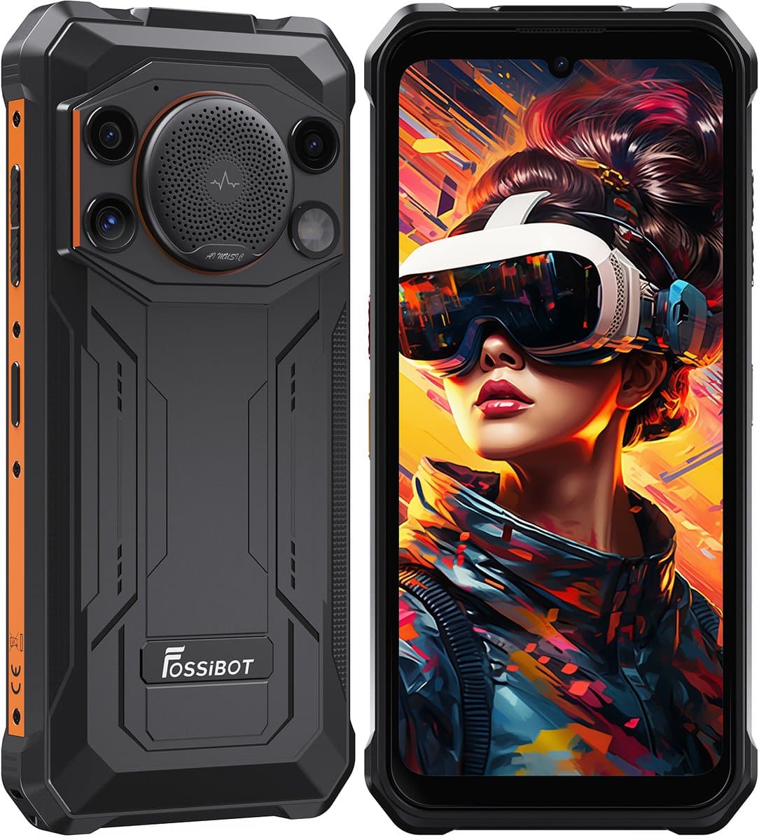 FOSSiBOT F110L Robuuste Smartphone - Dual SIM - 4GB RAM - 128GB ROM - 10000mAh - 6,745 inch HD+ IPS Scherm - IP68 Waterdicht Telefoon -Android 15- GPS,NFC,OTG -oranje — afbeelding 1