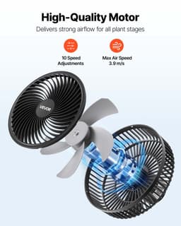 VEVOR Kweekventilator met Clip, Oscillerend, 10w Clipventilator met USB-Aansluiting, 9 Snelheidsstanden en Circulatiemodus, Circulatieventilator voor Luchtcirculatie en Koeling In Kweekkasten en Kweektenten, 2-Pack — thumbnail 4