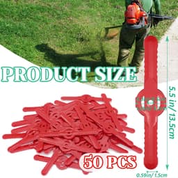 Sander Shop 50 stuks kunststof grastrimmers, 135 mm tuinmaaier, vervangende messen, draadloze grasmaaier, snijmessen, grasmaaier, accessoires, gereedschap voor gazon, tuin, boomgaard, bos of pastoraal — thumbnail 4