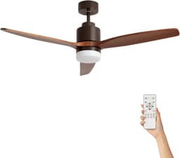 Fantiluxe - Tarek - Plafondventilator met verlichting - Bruin Donker Hout - Ø132cm - Afstandsbediening - Met lamp - Plafond ventilator - Slaapkamer — thumbnail 1