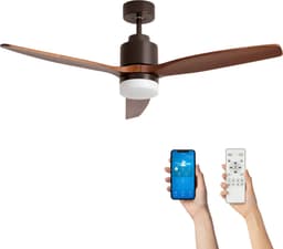 Fantiluxe - Tarek - Plafondventilator met verlichting - Bruin Donker Hout - Ø132cm - Afstandsbediening - Met lamp - Plafond ventilator - Slaapkamer — thumbnail 1