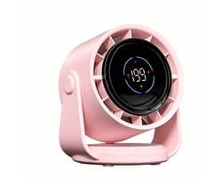 Portable Fan- Bureauventilator - Adjustable Cooling Fan-Convenient Digital Display Fan -USB Office Fan-Indoor Fan Suitable for Indoor Use-199 instelbare windsnelheden om uit te kiezen - Roze