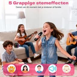 Dreamhigh® Karaoke Set voor Kinderen - Met 2 Draadloze Microfoons - Draagbare Bluetooth - Karaoke Met Ledverlichting en Stemeffecten - Karaokespellen voor Kinderen en Volwassenen - Hifi Mini - Karaokemicrofoon — thumbnail 2