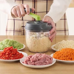 Handmatige Voedsel chopper - Keukenmachine Groente - Snel Ingrediënten Snijden - Geluidsarm Zwengelontwerp - 14.3 cm Hoog - Wit — thumbnail 2