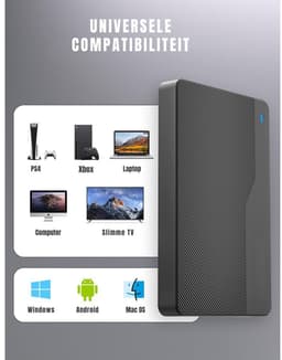 KAD® Harde Schijf - Compacte Externe Harde Schijf - Draagbare Externe Harde Schijf voor PC & Laptop - Zwart - 14cm x 9cm x 3cm — thumbnail 3