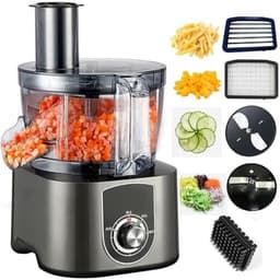 Elektrische Groentesnijder - Keukenmachine Hakker - Snel Groenten Snijden - Krachtige 600W Motor - 5 Liter Inhoud - Zilver — thumbnail 5