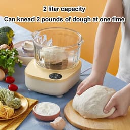 Deegmixer - Kneedmachine Keuken - Zelf Deeg Maken - Zuignap Basis Stabiliteit - 2 liter inhoud - Wit — thumbnail 2