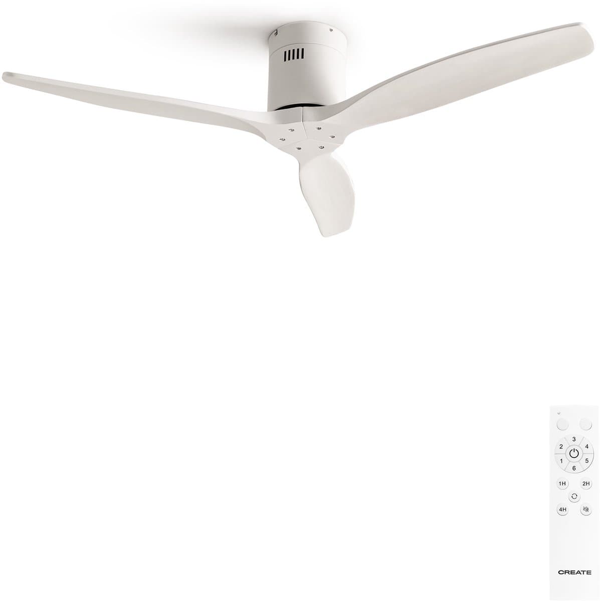 CREATE - Plafondventilator silent 100% hout 40W (Ø112cm) - Geen licht - Afstandsbediening - 6 snelheden - Programmeerbaar - WIND CALM NATURAL WOOD — afbeelding 1