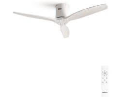 CREATE - Plafondventilator silent 100% hout 40W (Ø112cm) - Geen licht - Afstandsbediening - 6 snelheden - Programmeerbaar - WIND CALM NATURAL WOOD
