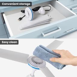 Plafondventilator - Draagbare Plafondventilator - Stille Ventilator - USB Aangedreven - met 3 Afneembare Ventilatorbladen - Wit — thumbnail 5