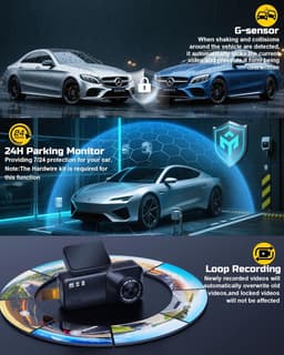 Dash Cam 4K - Auto Camera - Veilig Autorijden - Inclusief 64GB Kaart - 3.2 Inch Scherm - Zwart — thumbnail 5