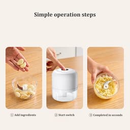Mini Keukenmachine - Kleine Hakker - Snel Ingrediënten Snijden - Oplaadbaar Via USB - 100ML Capaciteit - Wit — thumbnail 3