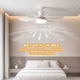 Pelor Plafondventilator met Verlichting E27 - LED Ventilatorlamp met Afstandsbediening - 3 Snelheden - 52 Inch - Wit — thumbnail 3