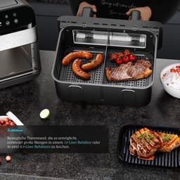 Heteluchtfriteuse Dubbel - XXL Airfryer - Gezond Koken - Met Kijkvenster - 10 Liter - Zwart — thumbnail 4