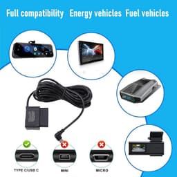 OBD Power Cable for Dashcam, 3.5M OBD2 To USB C Hardwire Set, 24 Hours Parking Mode, ACC Mode, Low Voltage Protection, Plug and Play, for GPS — thumbnail 2