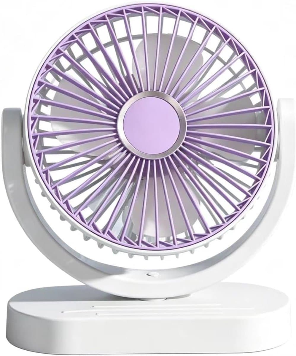 KZQ Usb Tafelventilator Stil Kantelbaar Met 3 Snelheden - Bureauventilator Voor Koeling Thuis En Kantoor - Paars — afbeelding 1