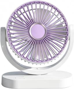 KZQ Usb Tafelventilator Stil Kantelbaar Met 3 Snelheden - Bureauventilator Voor Koeling Thuis En Kantoor - Paars — thumbnail 1