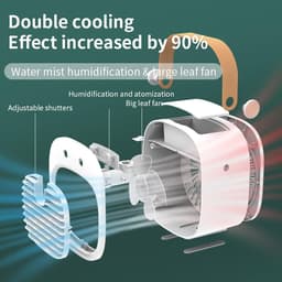 Mobiele Airco Alternatief - Mini Aircooler met Water - Draagbare Koelventilator met 4000 mAh Batterij - Tafelventilator en Luchtkoeler voor Bureau, Slaapkamer, Auto en Kamperen - 3 Windsnelheden - Type-C - 128ML -blauw — thumbnail 3
