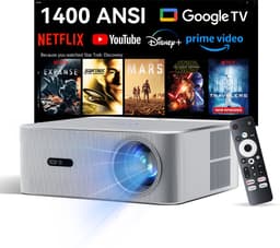 OSCAL PV800 Pro Beamer - 14000 Lumen, WiFi 6, Google TV & Netflix Gecertificeerd, HDR10+, Autofocus, 6D Trapeziumcorrectie, HiFi Geluid, 40-200" Projectie, 10000+ Apps, Thuiscinema & Buitenprojector, Zilver — thumbnail 1
